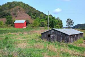 Old Shed and Red Barn in the Midwest photo