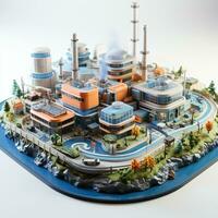 AI generated 3D miniature factory model photo