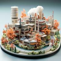 AI generated 3D miniature factory model photo