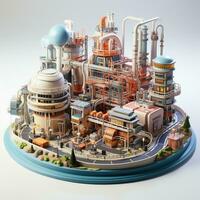 AI generated 3D miniature factory model photo