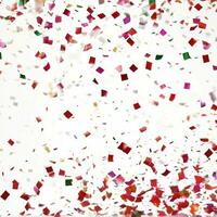 AI generated The foil metalic sparkle confetti scattered across a clean white background. photo