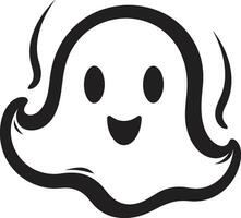 Caspers Pal Cute Ghost Icon Whimsical Wisp Black Ghost Vector