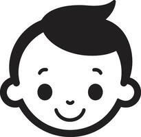 mini maravillas negro niño icono en vector minúsculo triunfos adorable vector logo para niños