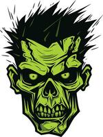 Crazed Zombie Skull Vector Icon Psycho Skull Impression Vector Design