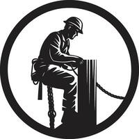 Utility Worker Profile Black Vector Design Lineman Worker Vector Icon