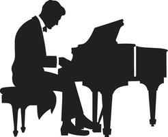 elegante tecladista vector negro diseño inspirado pianista negro vector icono