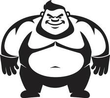 Hefty Harmony Dark Logo Design for Weight Issues Awareness Obese Oracle Stylish Vector Logo of a Chubby Gentleman