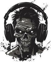 Undead Audio Spectrum Zombie Headphone Vector Ghastly Sonic Resonance Stylish Zombie Vector