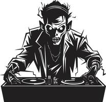 Zombie DJ Beat Drop Vector Design Zombie Spin Session Vector Icon