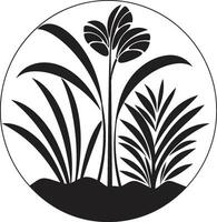 Black Vector Exotic Garden Icon Tropical Flora Euphoria Black Vector Design