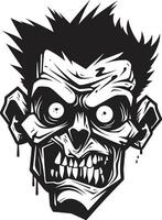 zombies trastornado emblema loco cráneo zombies locura vector icono