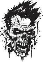 Chaotic Undead Symbol Vector Icon Eccentric Zombie Skull Vector Design