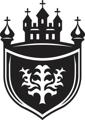 Elegant Knightly Crest Black Vector Design Royal Crowned Shield Vector Heraldic Icon