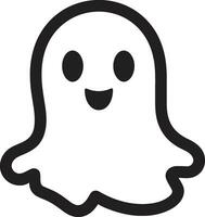 Whimsical Wisp Black Ghost Icon Ghostly Grin Cute Vector Ghost