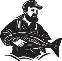 Fisherman Logo with Sans Serif Font Modernity and Simplicity Fisherman Logo with Monogram Personalization and Style vector