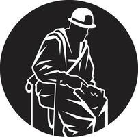 Utility Worker Profile Vector Icon Lineman Worker Black Icon