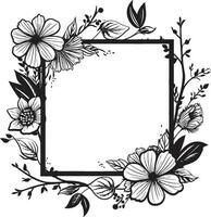 Graceful Botanical Enclosure Vector Icon Elegant Ebony Floral Border Vector Icon