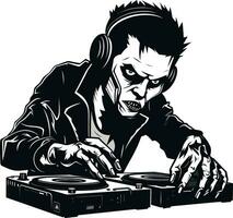 zombi DJ espectral late vector icono zombi golpear reanimación vector