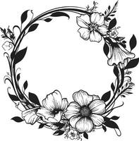 Elegant Botanical Boundary Black Vector Design Stylish Floral Embellishment Vector Flower Icon