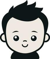Playful Wonders Black Vector Icon for Tiny Faces Cherubic Charm Small Child in Black Vector