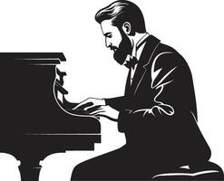 rapsódico jugador vector negro diseño jazz piano ejecutante negro vector icono