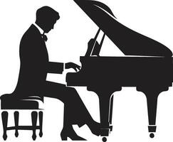 llave maestría artista negro vector icono armonioso pianista vector diseño