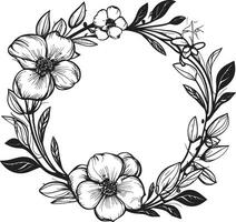 Petal Patterned Boundary Black Vector Icon Floral Delightful Encasement Decorative Design