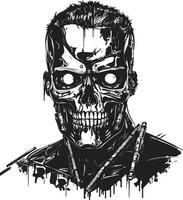 Zombie Cyborg Integration Vector Icon Bionic Zombie Infusion Vector Design
