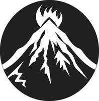 Epic Pyre Volcano Mountain in Bold Black Design Lava Luminescence Black Icon for Volcanic Power vector