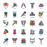 Party icon pack for your website design, logo, app, and user interface. Party icon filled color design. Vector graphics illustration and editable stroke.