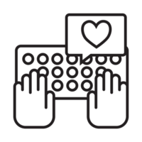 Typing love in keyboard with transparent background png