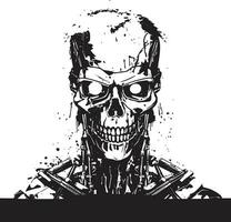 Cyber Undead Fusion Vector Design Zombie Mechanization Cyborg Vector Icon