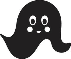 Ghastly Glee Cute Ghost Vector Design Whispering Wisp Black Ghost Icon