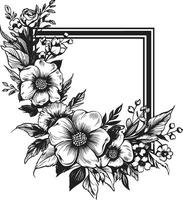Graceful Blossom Boundary Black Vector Design Enchanting Flower Embellishment Vector Frame