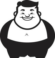 redondo rebelde elegante vector logo para obesidad Abogacía pesado maravillas icónico oscuro logo de un gordito figura
