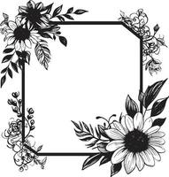 Stylish Petal Surround Decorative Vector Elegant Botanical Boundary Black Frame