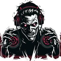 zombi DJ resonancia vector diseño zombi vinilo Resurrección vector icono