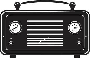 Iconic Radio Set Black Vector Icon Timeless Radio Waves Vector Design