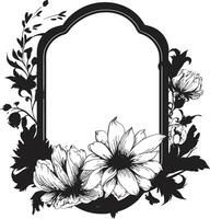 Floral Delight Perimeter Black Vector Icon Ornate Petal Frame Decorative Vector Design