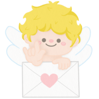 Cute pastel Cupid holding love letter png