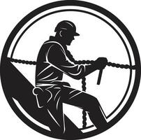 Wireman at Work Vector Design Electricity Technician Black Icon