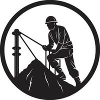 Black Vector Lineman at Work Icon Electrical Engineer Profile Vector Design