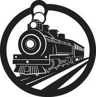 retro tren red negro icono antiguo ferrocarril sistema vector negro diseño