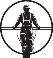 Power Specialist Profile Vector Design Wireman Emblem Black Icon