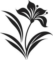 Black Vector Tropical Bloom Icon Lush Floral Haven Vector Design