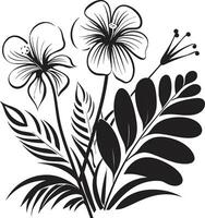tropical esplendor en negro vector diseño tropical belleza floración negro vector icono
