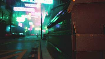 Blurred Bokeh light sign board along street in city nightlife downtown in Seoul photo