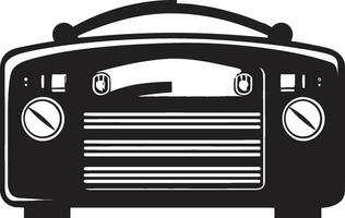 Retro Radio Set Black Vector Icon Vintage Broadcast Vector Design