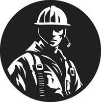 Power Technician Emblem Black Icon Cable Expert Profile Vector Design