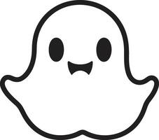 Whispering Wraith Black Ghost Icon Adorable Specter Cute Ghost Vector